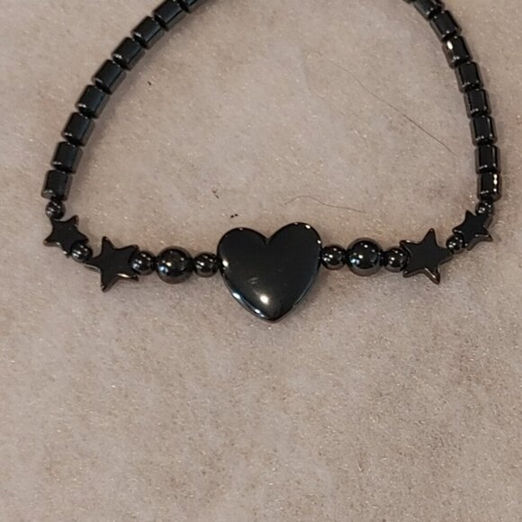Hematite Bracelet Heart and Stars - Picture 2 of 3
